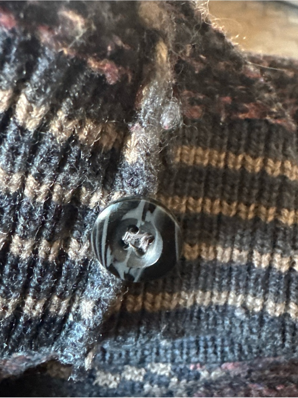 Vintage 80s 90s Grandpa Knit Sweater Vest Button Front Blue Geometric Chevron - Picture 4 of 6